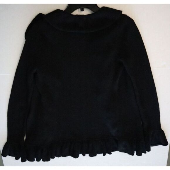 Minnie Rose H0359C9 Women's Sz S Black Cashmere Open Front Ruffled Cardigan - Picture 4 of 6